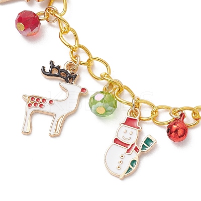 Christmas Alloy Enamel Charm Bracelets for Women BJEW-JB12074-1