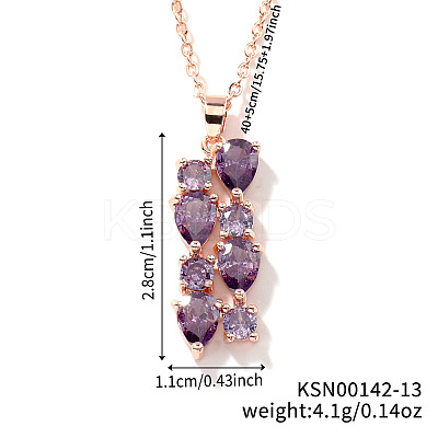 Brass Cubic Zirconia Long Tassel Pendant Necklaces for Fashionable Statement Style DV3387-13-1