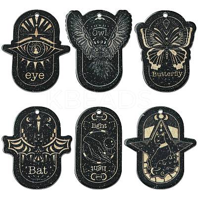 12Pcs 6 Styles Opaque Dark Theme Acrylic Pendants OACR-CJ0002-09-1