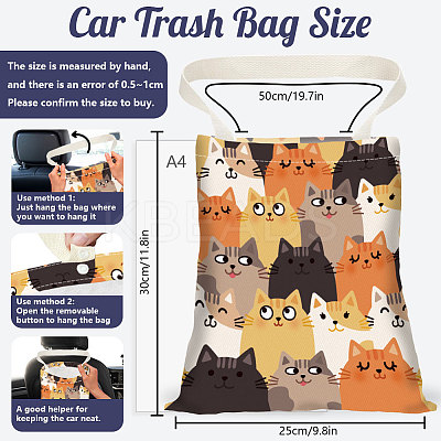 2Pcs 2 Colors Printed Polyester Hanging Car Trash Bags ABAG-DR0001-16A-1