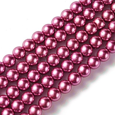 Eco-Friendly Glass Pearl Beads Strands X-HY-A008-8mm-RB027-1