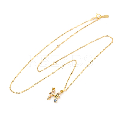 925 Sterling Silver Colorful Cubic Zirconia Constellation Pendant Cable Chain Necklaces for Women STER-R009-01G-05-1
