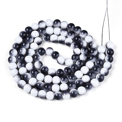 Two Tone Opaque Baking Paint Glass Beads Strands DGLA-Q027-8mm-04-1