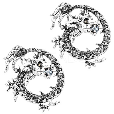 2Pcs Alloy Dragon Wrap Brooch Pin Findings JEWB-AR0001-12-1
