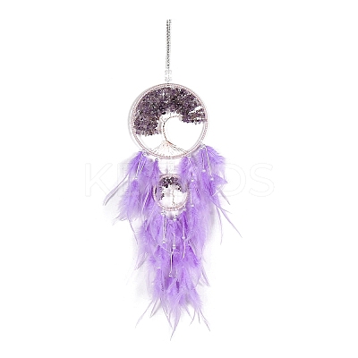 Retro Style Iron & Natural Amethyst Pendant Hanging Decoration PW-WG38430-05-1