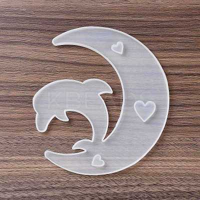 DIY Animal on the Crescent Moon Big Pendant Silhouette Silicone Molds DIY-F125-04-1
