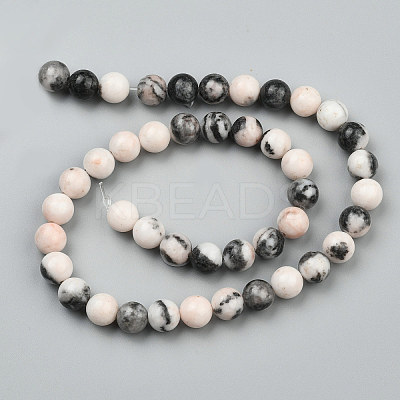 Natural Pink Zebra Jasper Beads Strands X-G-P231-01-10mm-1