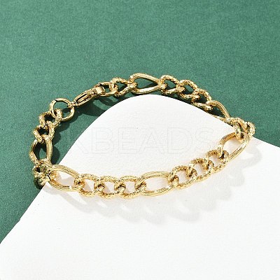 304 Stainless Steel Figaro Chain Bracelets for Women Men BJEW-Z143-20G-1
