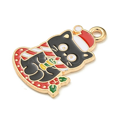 Christmas Kitten Alloy Enamel Pendants X-ENAM-I060-02D-1