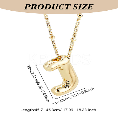 1pc Brass Chain with Alloy Letter Pendants Necklaces NJEW-LP0001-41J-G-1