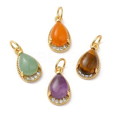 Natural Mixed Stone Teardrop Charms G-A034-01G-1