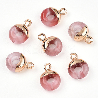 Watermelon Stone Glass Flat Round/Donut Charms X-G-I347-05-1