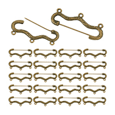 30Pcs Alloy Brooch Findings FIND-PH0027-21AB-1