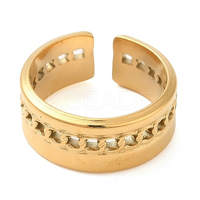 304 Stainless Steel Hollow Open Cuff Rings for Women STAS-D085-38G-1