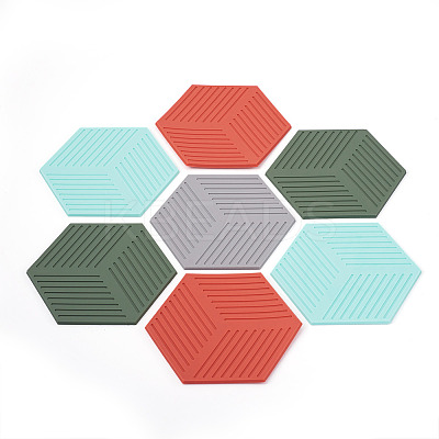 Hexagon PVC Hot Pads Heat Resistant Sets LS-CF-TAC0001-09-1