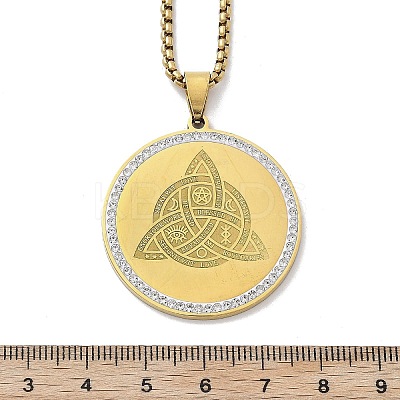 201 Stainless Steel Rhinestone Pendant Necklaces for Women NJEW-U021-06P-1