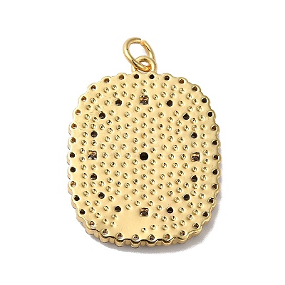 Rack Plating Brass Pave Cubic Zirconia Enamel Pendants KK-O142-57G-01-1