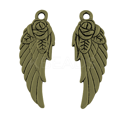 Tibetan Style Alloy Wing Pendants TIBEP-A16767-AB-NR-1