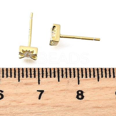 925 Sterling Silver Clear Cubic Zirconia Stud Earrings EJEW-Q030-05G-1