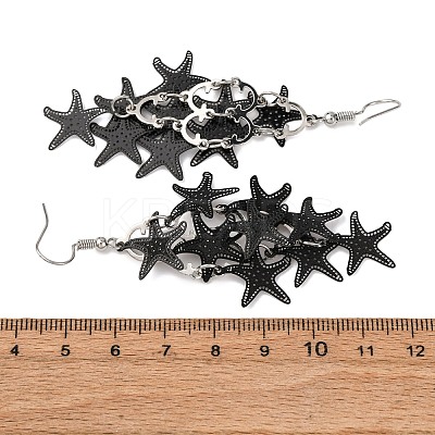 430 Stainless Steel Starfish Dangle Earrings EJEW-A137-11EB-1