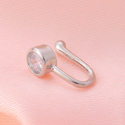 Brass Micro Pave Clear Cubic Zirconia Clip on Nose Rings WG43D72-15-1