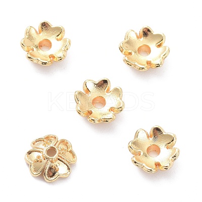 Brass 4-Petal Bead Caps KK-K086-22LG-1