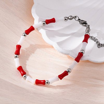 304 Stainless Steel Beaded Bracelets for Women BJEW-M056-05P-1