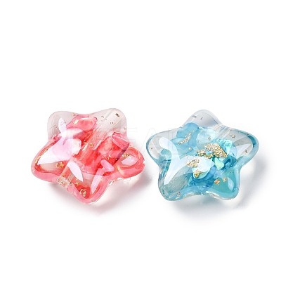 Transparent Resin & Natural Shell Beads RESI-B039-03A-1