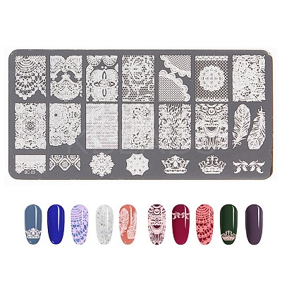 Non-Tarnish Lace Flower Stainless Steel Nail Art Stamping Plates LS-X-MRMJ-L003-C03-1