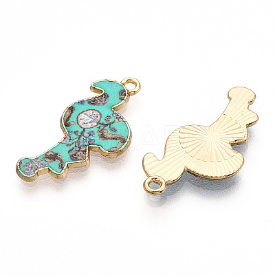 Printed Light Gold Tone Alloy Pendants ENAM-N056-210I-1
