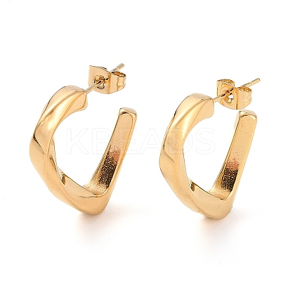 Ion Plating(IP) 304 Stainless Steel Twist Triangle Stud Earrings EJEW-A104-03G-1