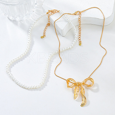 Fashionable Necklace Sets NJEW-K384-06G-1
