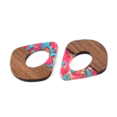 Transparent Resin and Walnut Wood Pendants RESI-T057-07K-1
