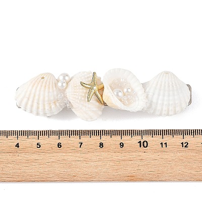 Natural Shell & Shell Pearl Hair Barrettes PHAR-TA000011-1