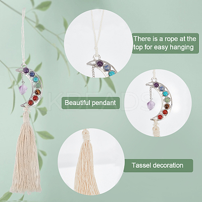 Alloy Moon Pendant Decoration HJEW-WH0043-22B-1