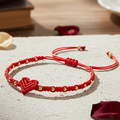 Braided Nylon Thread Heart Adjustable Bracelets ZR3363-2-1