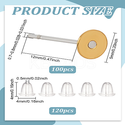 304 Stainless Steel Stud Earring Settings with Flat Round Brass Heads and Plastic Ear Nuts STAS-LP0004-52G-1