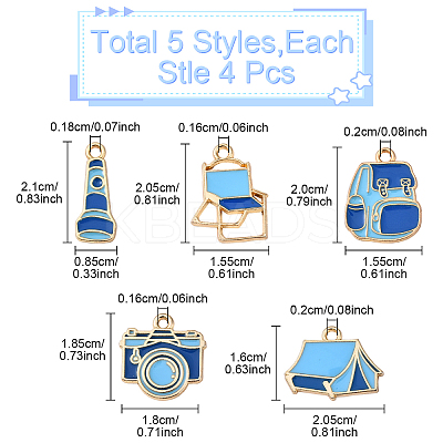 20Pcs 5 Styles Camping Equipment Series Alloy Enamel Pendants FIND-YW0007-13B-1