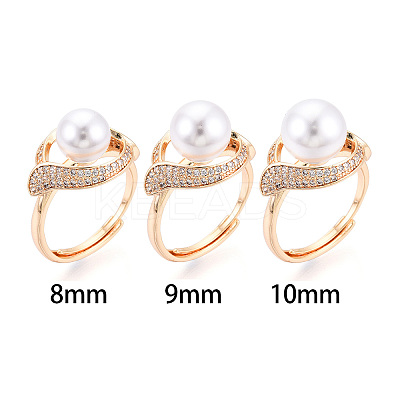 Brass Micro Pave Clear Cubic Zirconia Adjustable Ring Settings KK-T076-77G-1