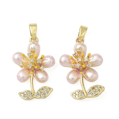 Brass Micro Pave Cubic Zirconia Pendants KK-H076-06G-01-1