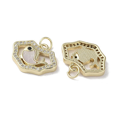 Brass Micro Pave Cubic Zirconia Pendants KK-G485-27A-G-1