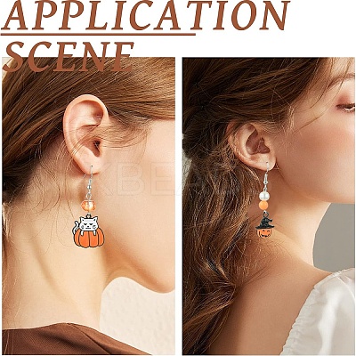 Halloween Theme DIY Alloy Enamel & Acrylic Dangle Earrings Making Kits DIY-YW0009-97-1