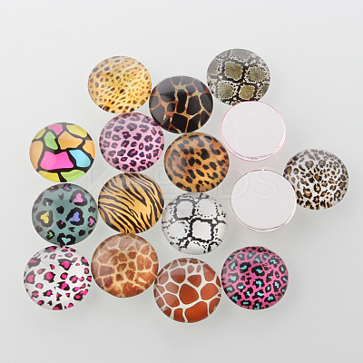 Animal Skin Printed Glass Cabochons GGLA-A002-20mm-OO-1