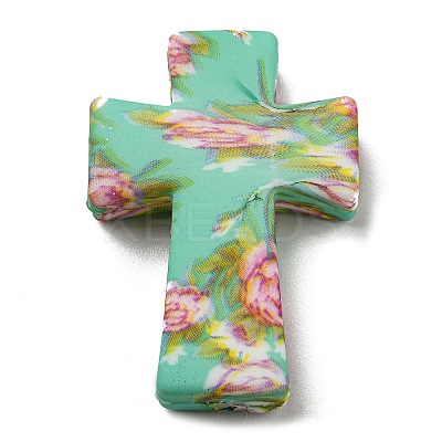 Cross with Flower Silicone Focal Beads SIL-G006-02F-1