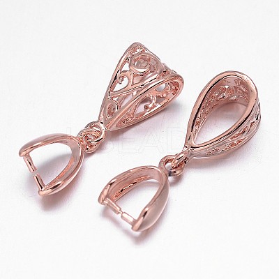 Filigree Rack Plating Brass Pendant Pinch Bails KK-L102-12RG-1