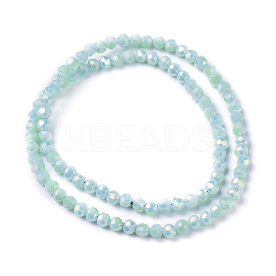 Faceted(32 Facets) Round Full Rainbow Plated Electroplate Glass Beads Strands EGLA-J130-FR17-1