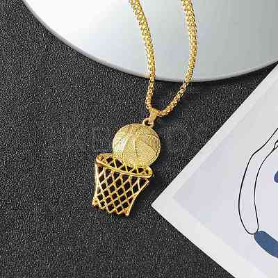 Basketball Alloy Pendant 201 Stainless Steel Box Chain Necklaces FS-WG5A2E4-01-1