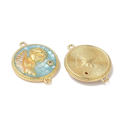 Epoxy Resin & Shell Connector Charms KK-K380-11A-G-1