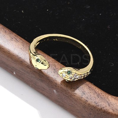 Brass Micro Pave Cubic Zirconia Cuff Rings for Women RJEW-Z084-01G-01-1