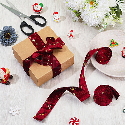 3M Double Sided Star Gold Stamping Flannelette Ribbons for Sewing Craft SRIB-GF0001-55A-1
